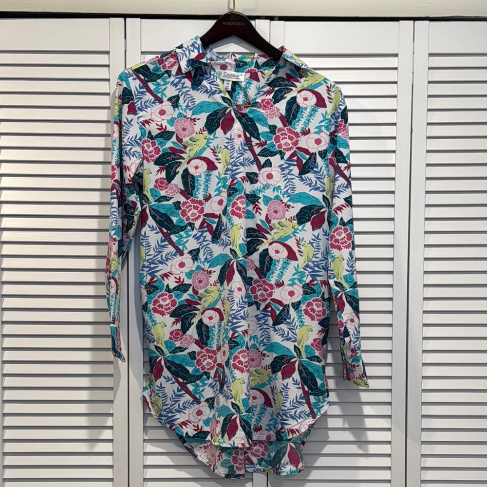 Coolibar UPF 50 + Floral Long Sleeve Cover Up NWOT